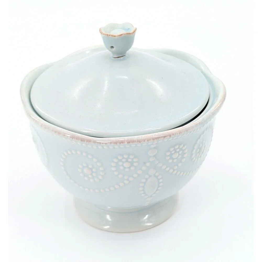 Lenox Pale Blue Ceramic Covered Sugar Bowl